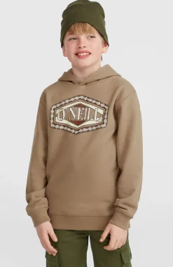 EnfantsSweat à capuche Front Print| Brun