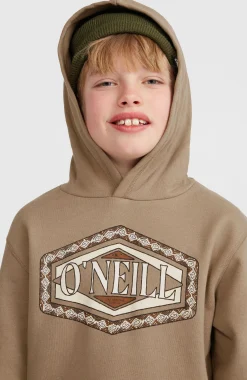 EnfantsSweat à capuche Front Print| Brun