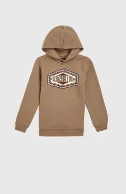 EnfantsSweat à capuche Front Print| Brun