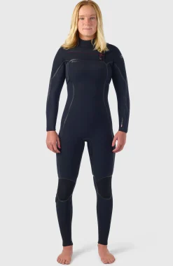 FemmesHyperfreak Fire 4/3mm+ Chest Zip Full Wetsuit| Noire