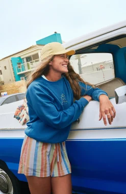 FemmesSweatshirt Beach Vintage Crew| Bleu