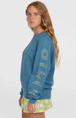 FemmesSweatshirt Beach Vintage Crew| Bleu
