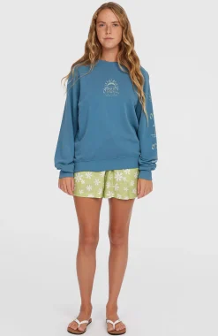 FemmesSweatshirt Beach Vintage Crew| Bleu