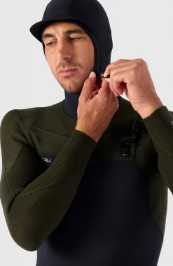 HommesHyperfreak Plus 5/4mm Chest Zip Full Wetsuit w/Hood| Noire