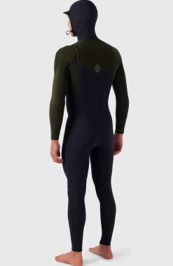HommesHyperfreak Plus 5/4mm Chest Zip Full Wetsuit w/Hood| Noire