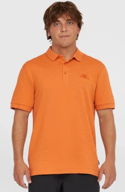 HommesSlub Polo Small Logo| Orange