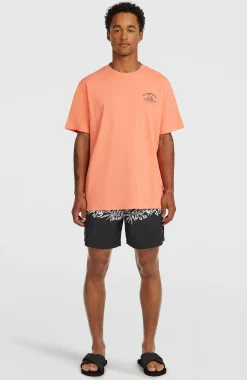HommesT-shirt Melange Chest-Print| Orange