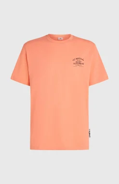 HommesT-shirt Melange Chest-Print| Orange