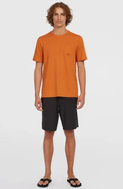HommesT-shirt Slub Chest Pocket| Orange